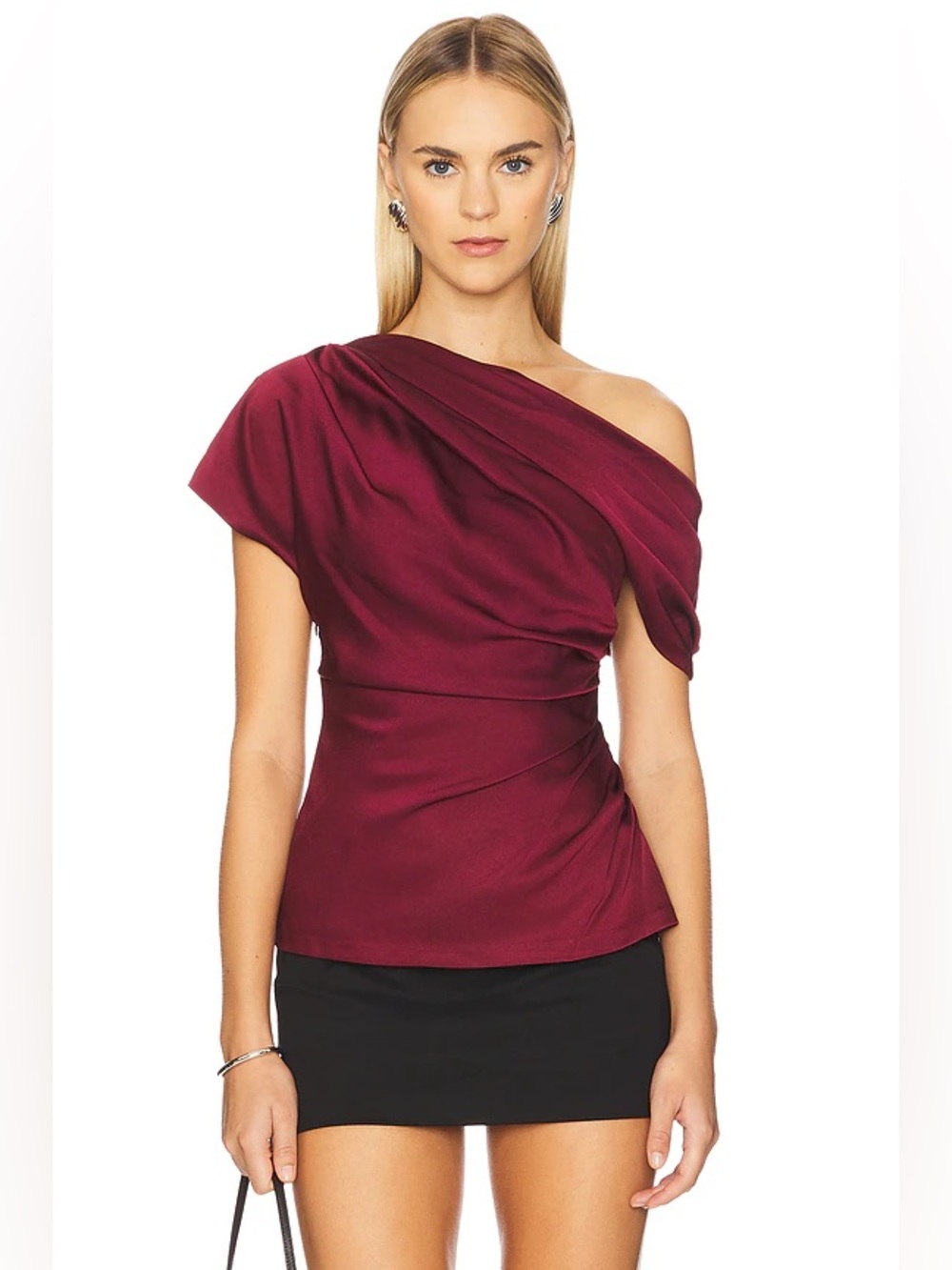 Simkhai Phoebe Draped Top in Cranberry 4